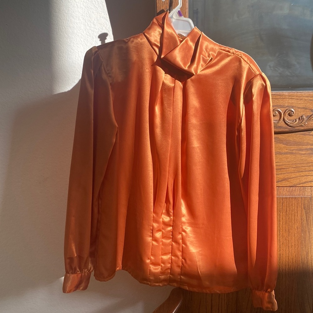 Nicola Vintage Retro Orange Blouse